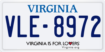 VA license plate VLE8972