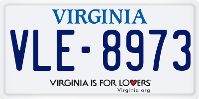 VA license plate VLE8973