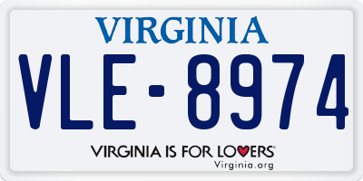 VA license plate VLE8974