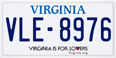 VA license plate VLE8976