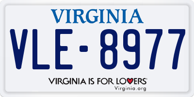 VA license plate VLE8977