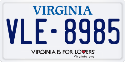 VA license plate VLE8985
