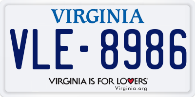 VA license plate VLE8986