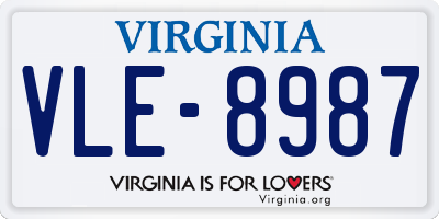VA license plate VLE8987