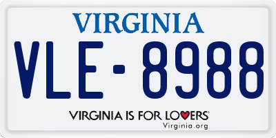 VA license plate VLE8988
