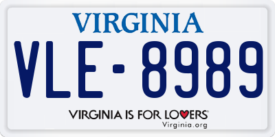 VA license plate VLE8989