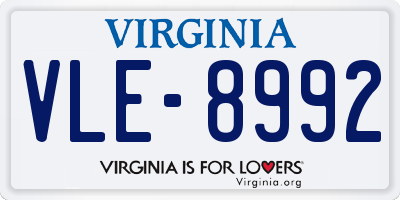 VA license plate VLE8992