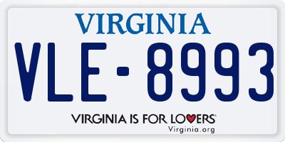 VA license plate VLE8993