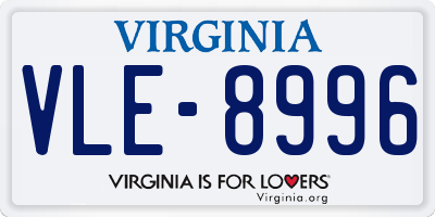 VA license plate VLE8996
