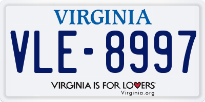 VA license plate VLE8997