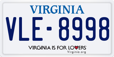 VA license plate VLE8998