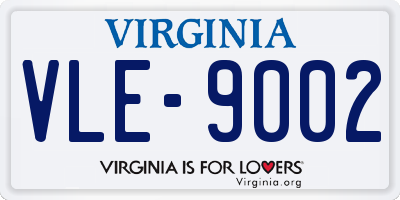 VA license plate VLE9002