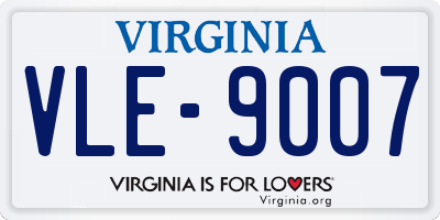 VA license plate VLE9007