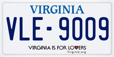 VA license plate VLE9009