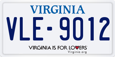 VA license plate VLE9012