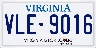 VA license plate VLE9016