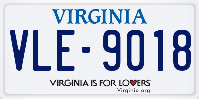 VA license plate VLE9018