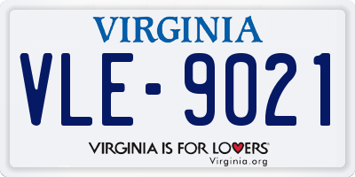 VA license plate VLE9021