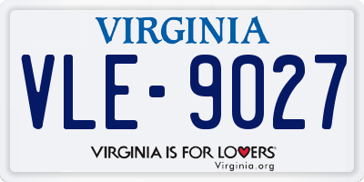 VA license plate VLE9027