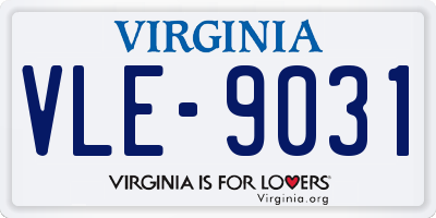 VA license plate VLE9031