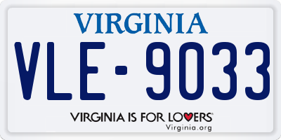 VA license plate VLE9033