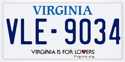 VA license plate VLE9034