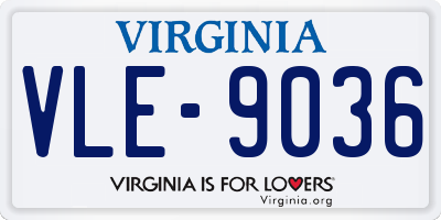 VA license plate VLE9036