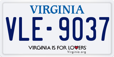 VA license plate VLE9037