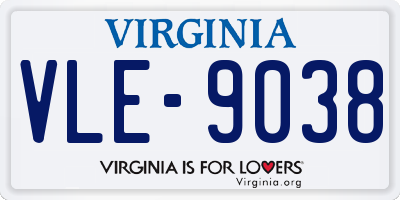 VA license plate VLE9038