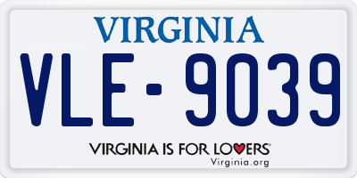 VA license plate VLE9039