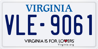VA license plate VLE9061