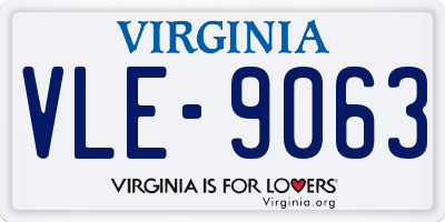 VA license plate VLE9063