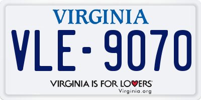 VA license plate VLE9070