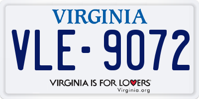 VA license plate VLE9072