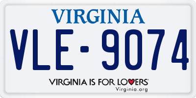 VA license plate VLE9074