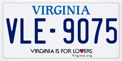 VA license plate VLE9075