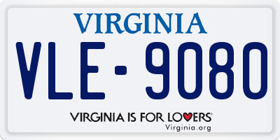 VA license plate VLE9080