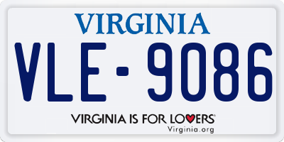 VA license plate VLE9086