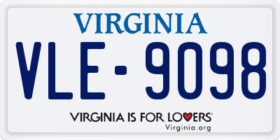 VA license plate VLE9098
