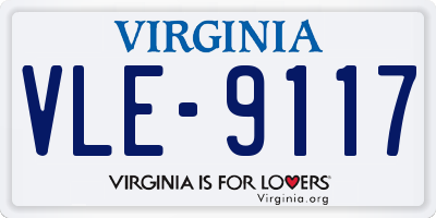 VA license plate VLE9117