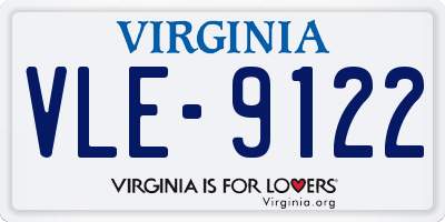 VA license plate VLE9122