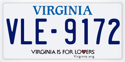 VA license plate VLE9172