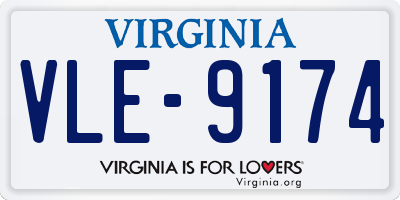 VA license plate VLE9174