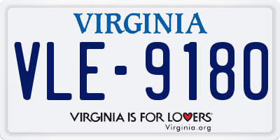 VA license plate VLE9180