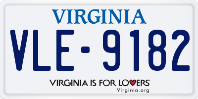 VA license plate VLE9182