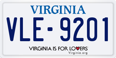 VA license plate VLE9201