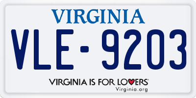 VA license plate VLE9203