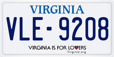 VA license plate VLE9208