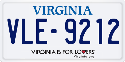 VA license plate VLE9212