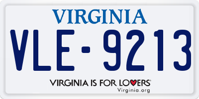 VA license plate VLE9213